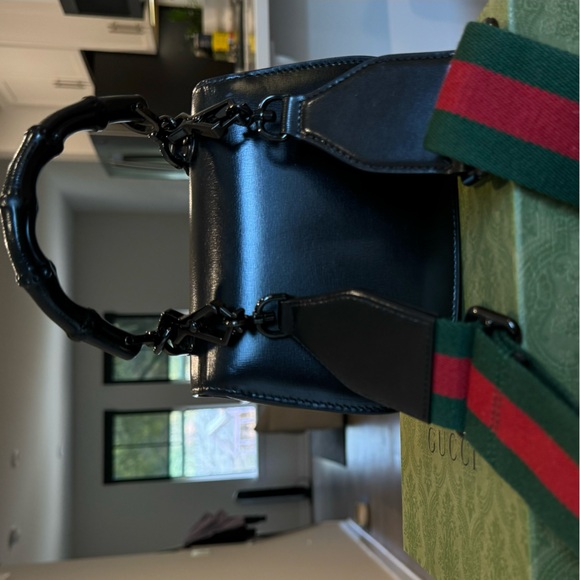Gucci All Black Mini Bamboo 1947 Top Handle Bag - Picture 7 of 9